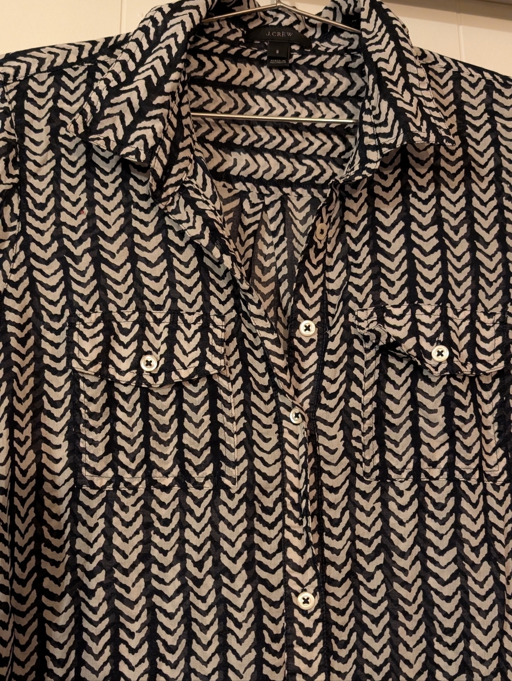 100% Cotton Chevron Button-Front Tunic Shirt - Picture 2 of 5